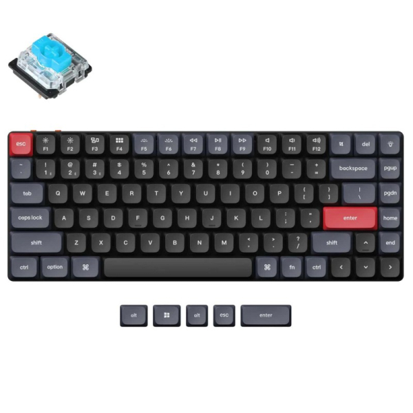 Беспроводная механическая ультратонкая клавиатура QMK Keychron K3 Pro, K3P-H2 84 клавиши, RGB-подсветка, Gateron Blue Switch